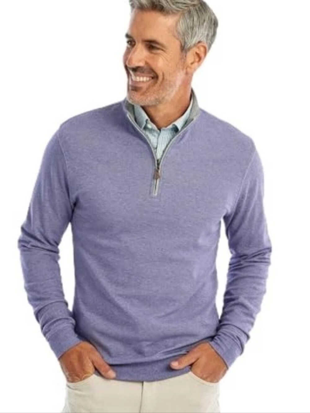 Johnnie-O Men's Sully 1/4 Zip Quarter Zip Sweatshirt Heathered Purple L